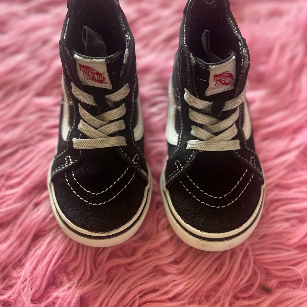 Kids Vans Black and White High-Top Sneakers